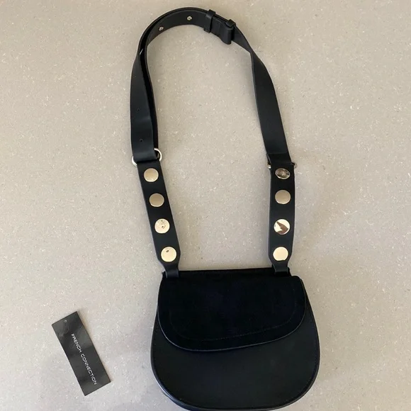 French Connection Saddlebag Black Leather - Picture 3 of 14